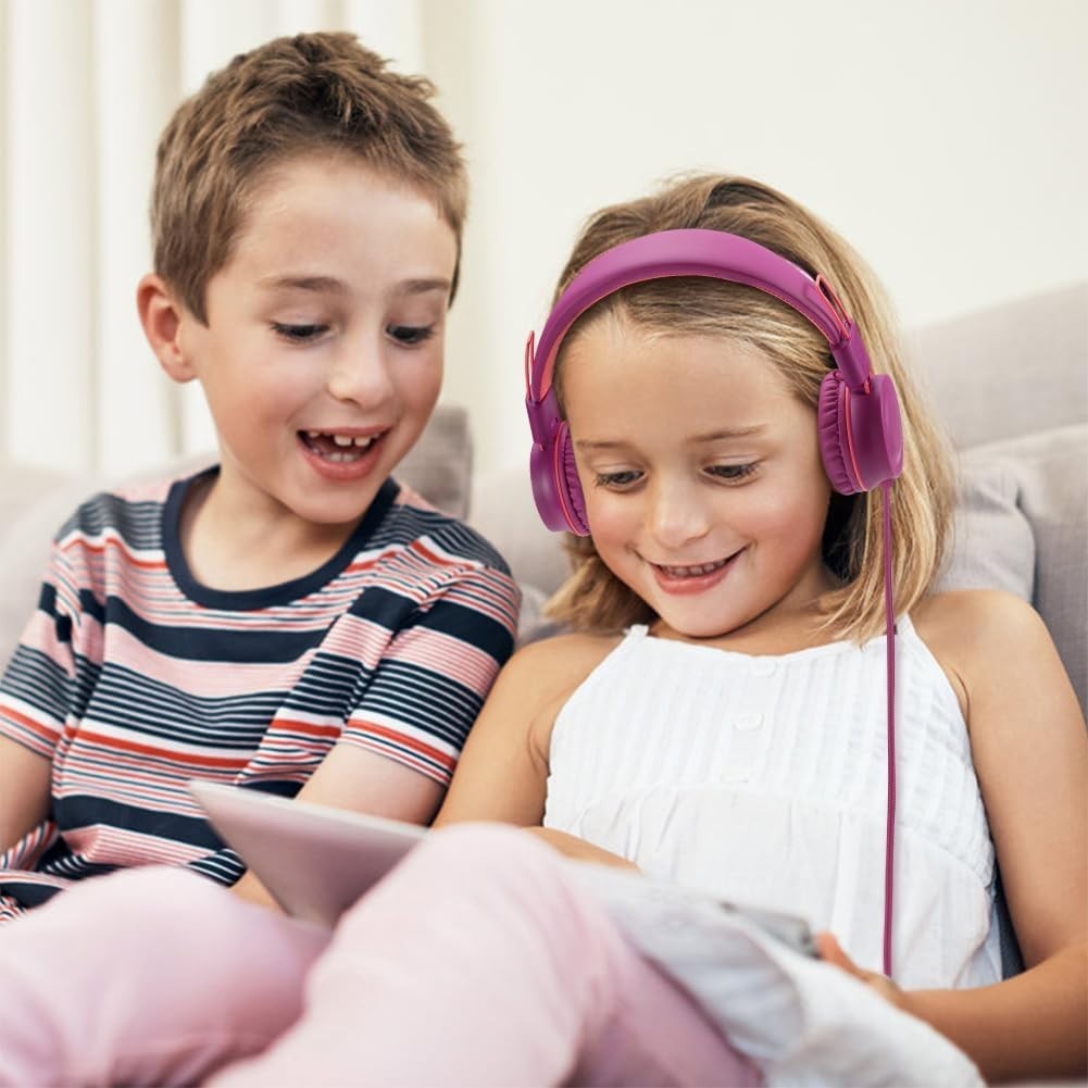 Kids Headphones K33 Foldable Stereo Tangle-Free 5ft Long Cord 3.5mm Jack Plug…