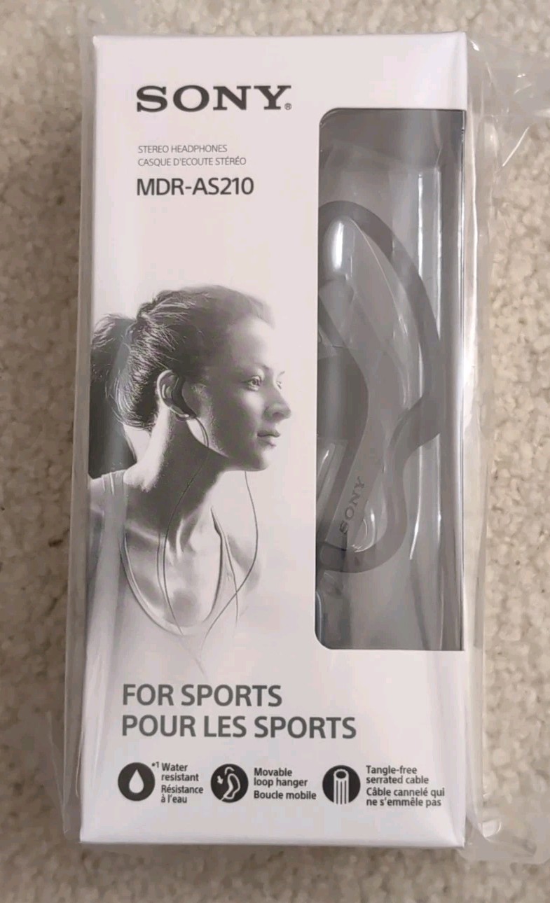 NEW Sony MDR-AS210 Stereo Headphones for Sports – Clip On Design For Active Use