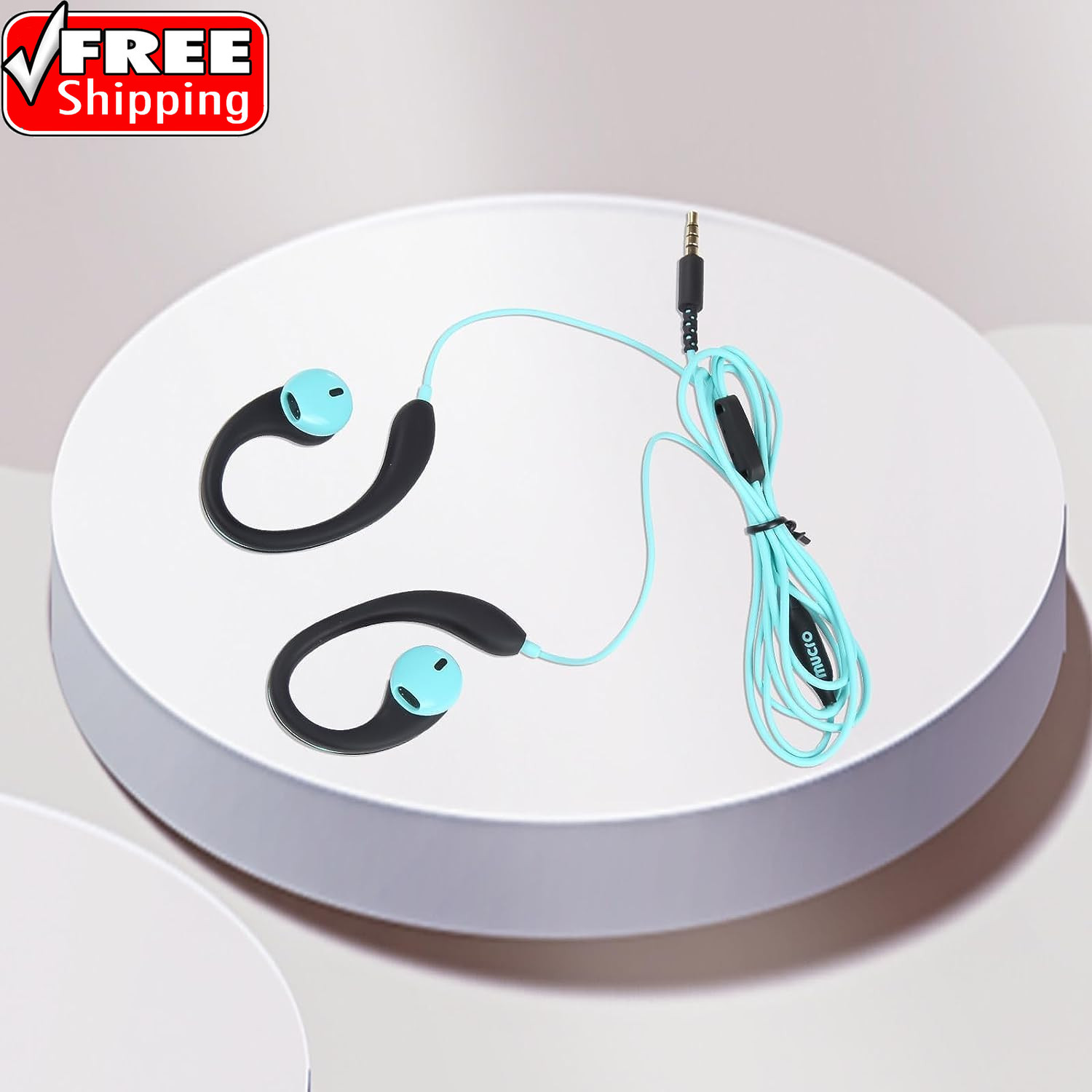Upgrade Wired Sports Earbuds with Ear Hooks, Running Headphones Secure Fit Wrap