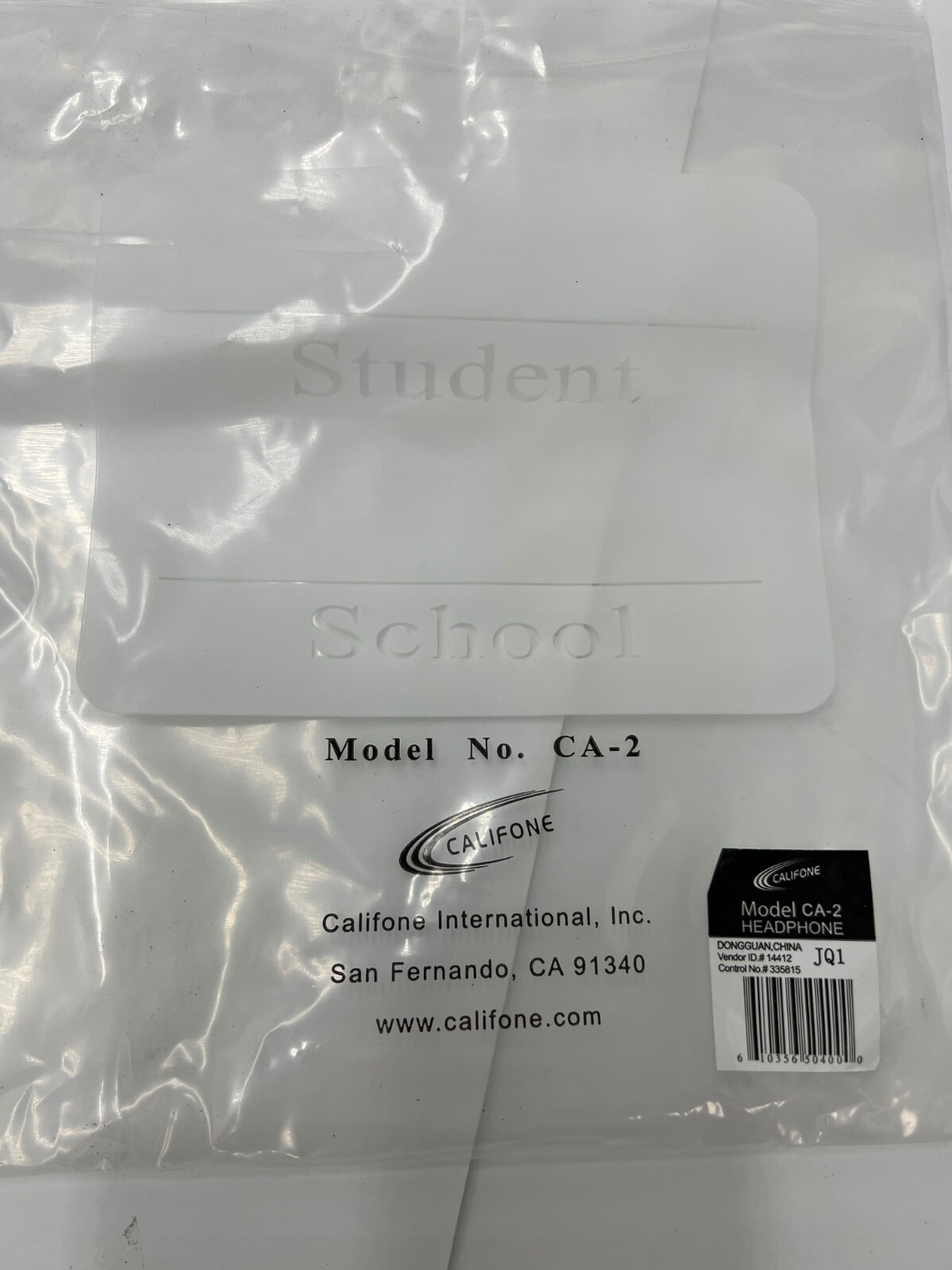 (QTY 10) Califone CA-2 Individual Stereo Headphones w/Resealable Bag, Adjustable