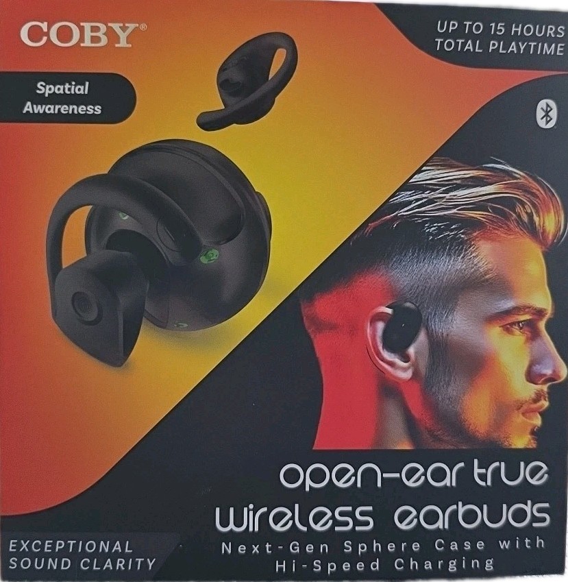 Open Ear True Wireless Earbuds, By COBY, 15 Hours Total Playtime, New In Box