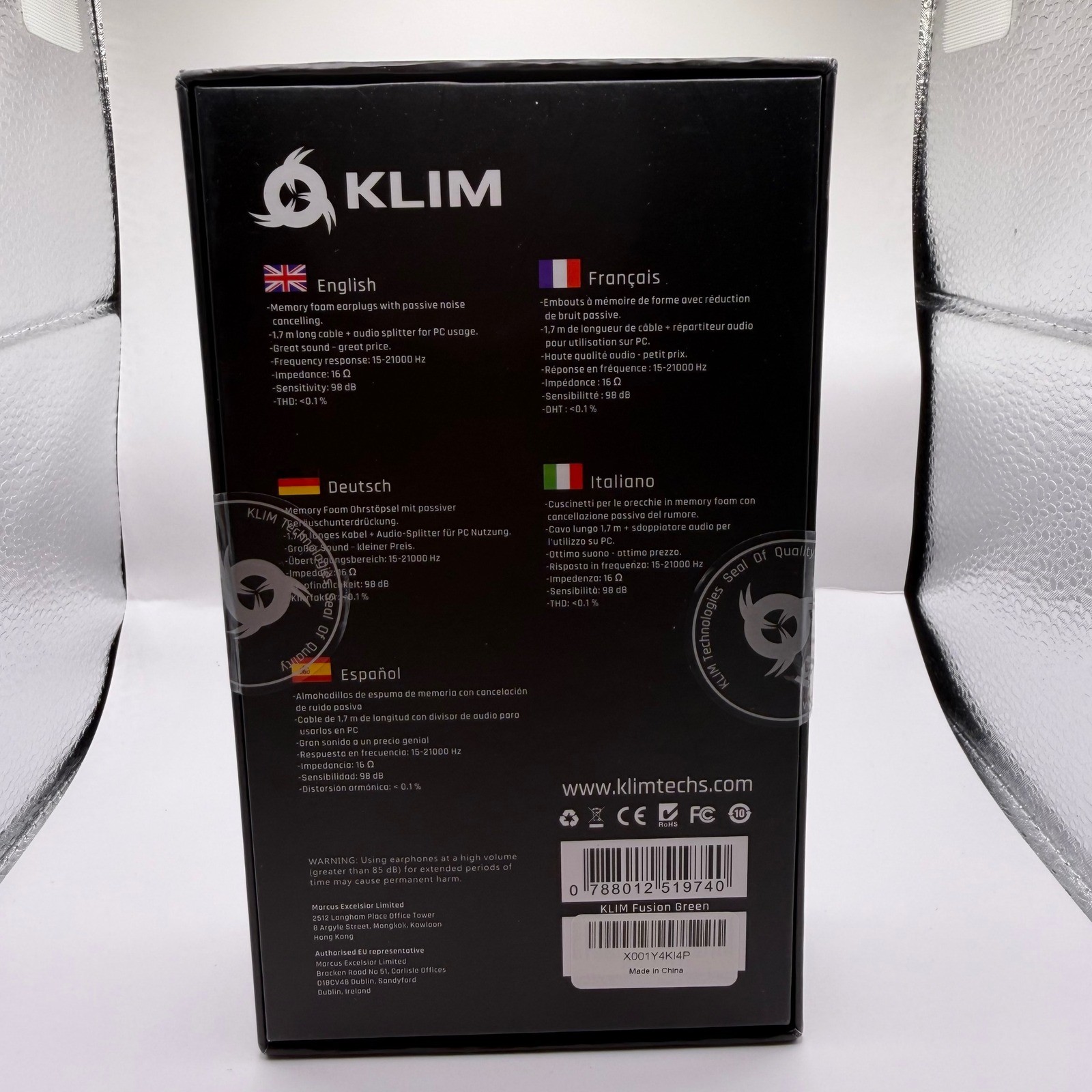KLIM Fusion Wired Earbuds Green Noise Cancelling Memory Foam Earphones+Ear Pads