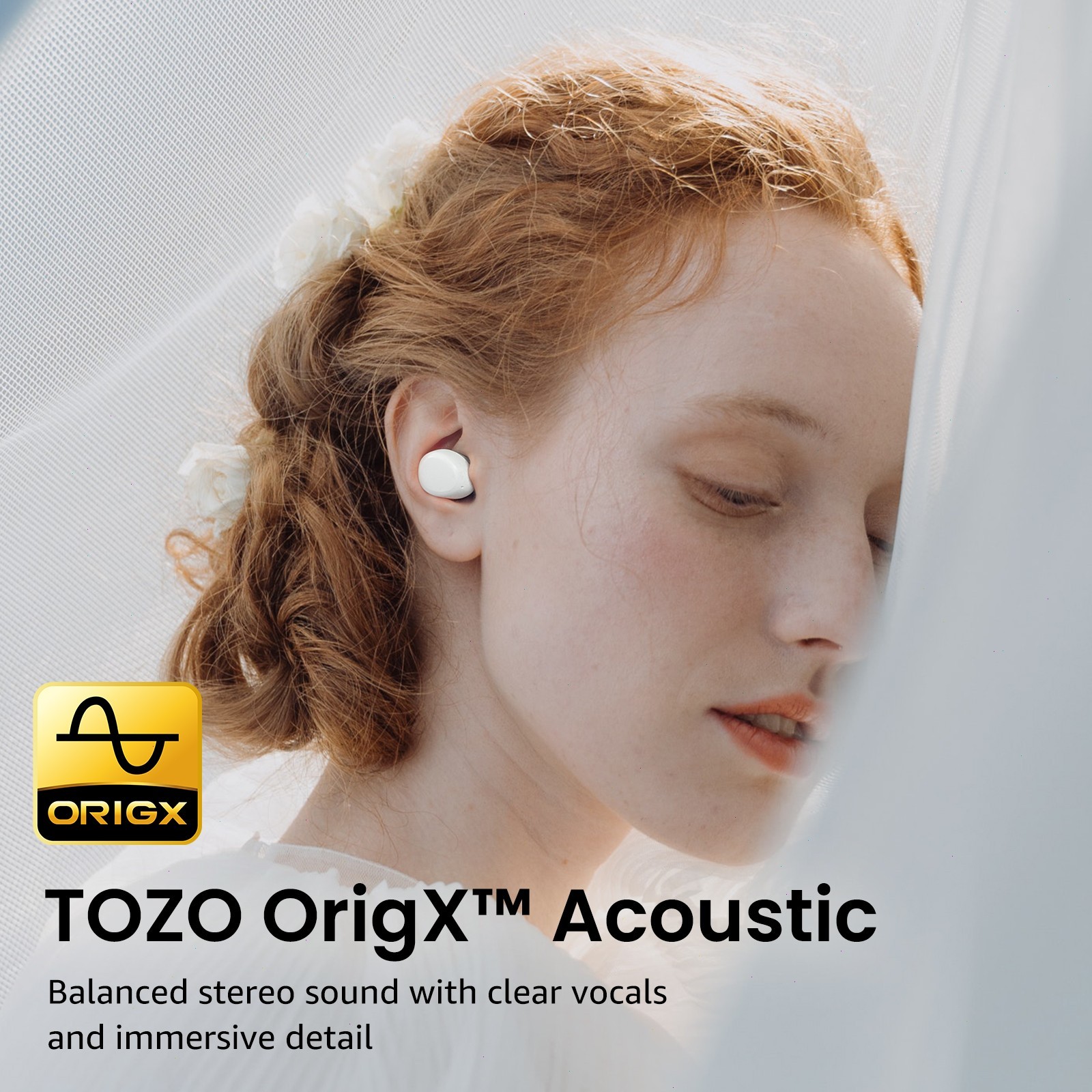 TOZO – A1 Lightweight Wireless Earbuds Headphones, White – Refurbished