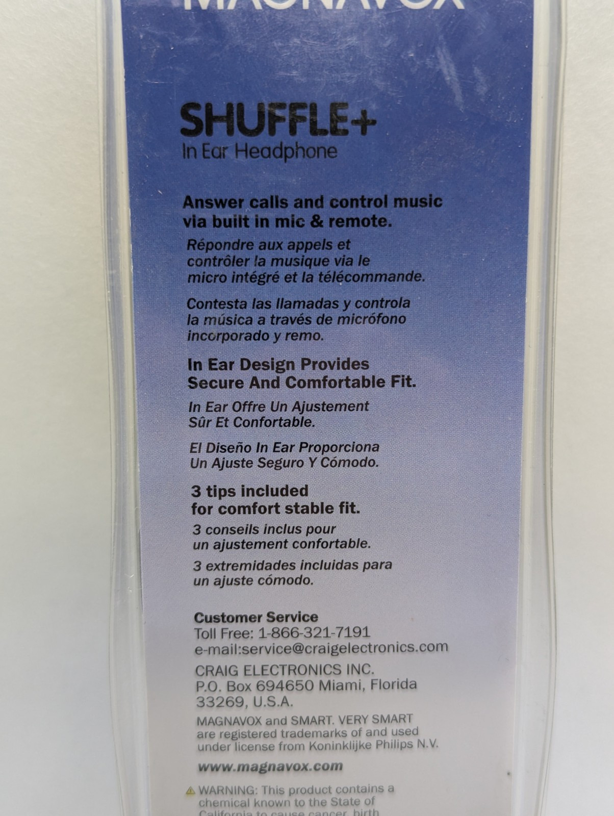 Magnavox Shuffle+ In Ear Headphones w/ Handsfree Mic & Music Ctrl, Black – NEW