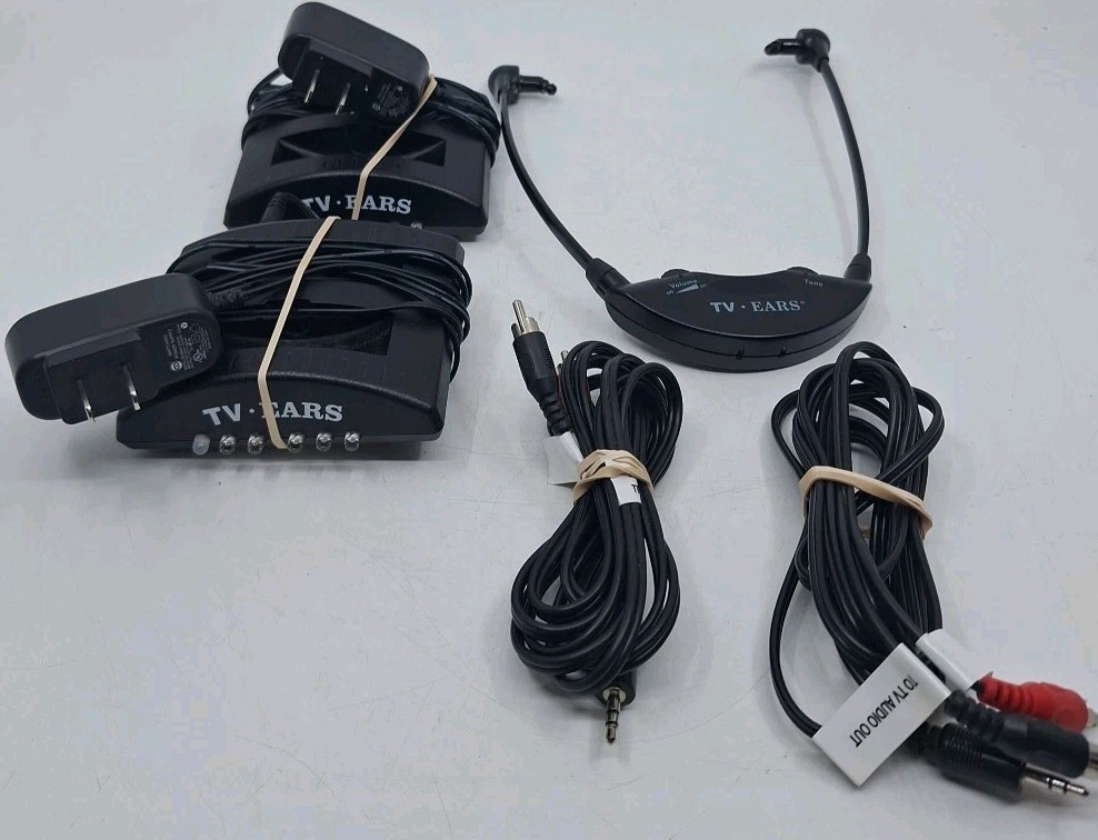 TV Ears Headset Cables Bases Lot Untested READ