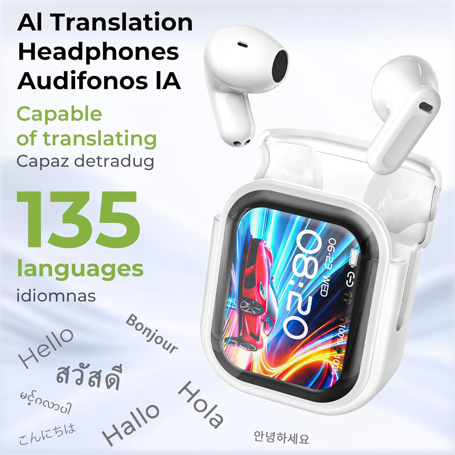 NE20 Translation Earbuds Real Time – 2025 New AI 135 Language Translator Earbuds