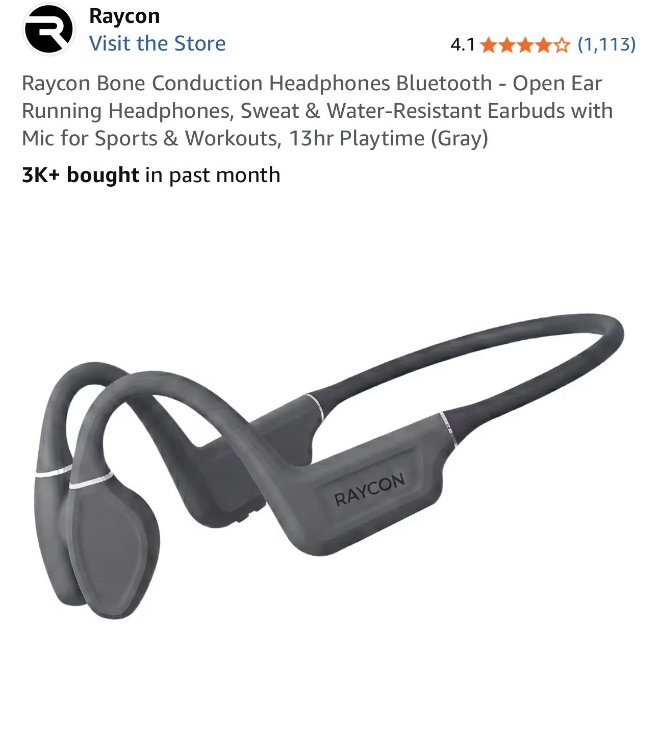 Raycon Bone Conduction Headphones Bluetooth Open Ear Running Headphones