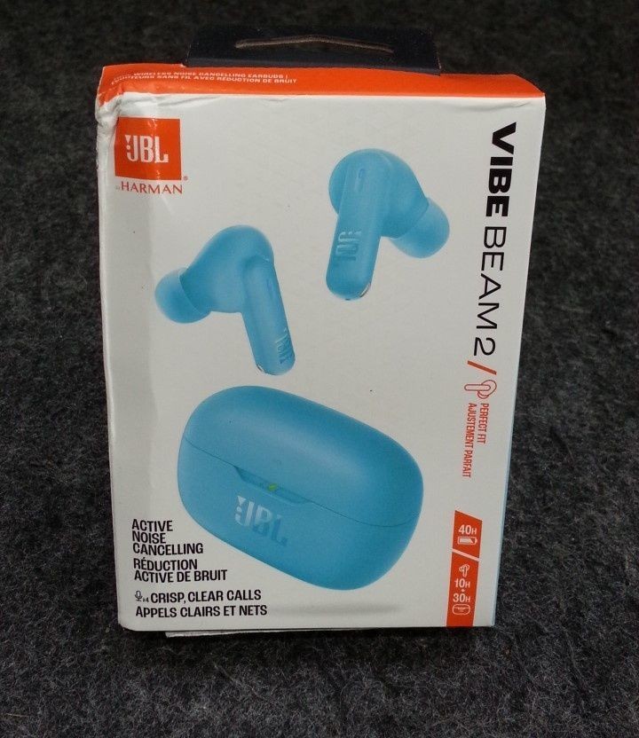 JBL BY HARMAN Vibe Beam 2 True Wireless Noise Cancelling Earbuds Blue
