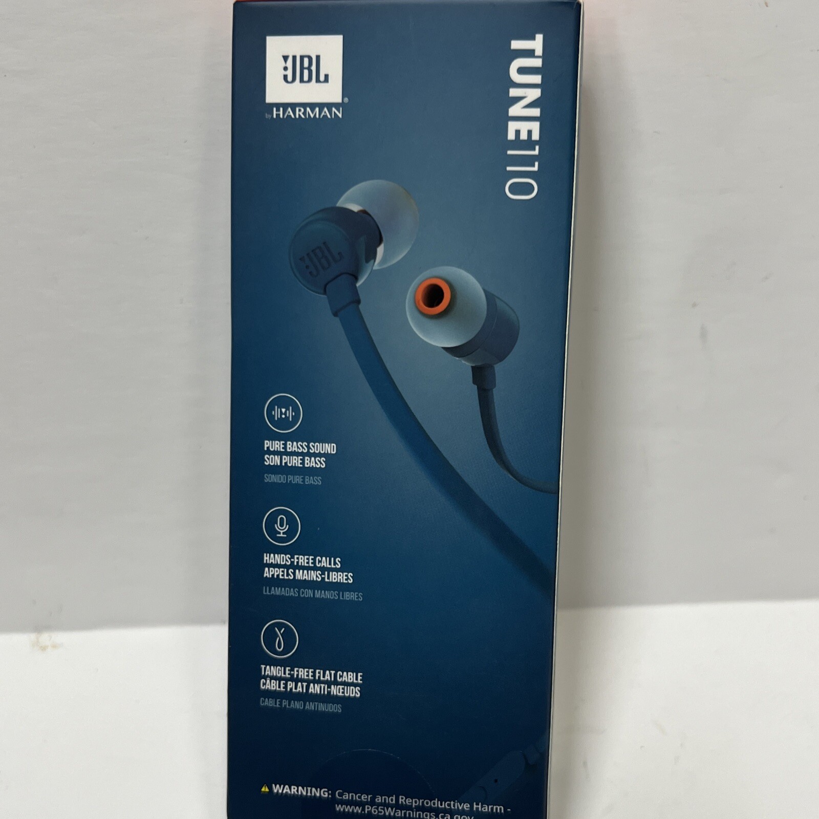 JBL Tune110 Harman Blue Pure Bass Sound Hands-Free Calls Tangle-Free With Mic