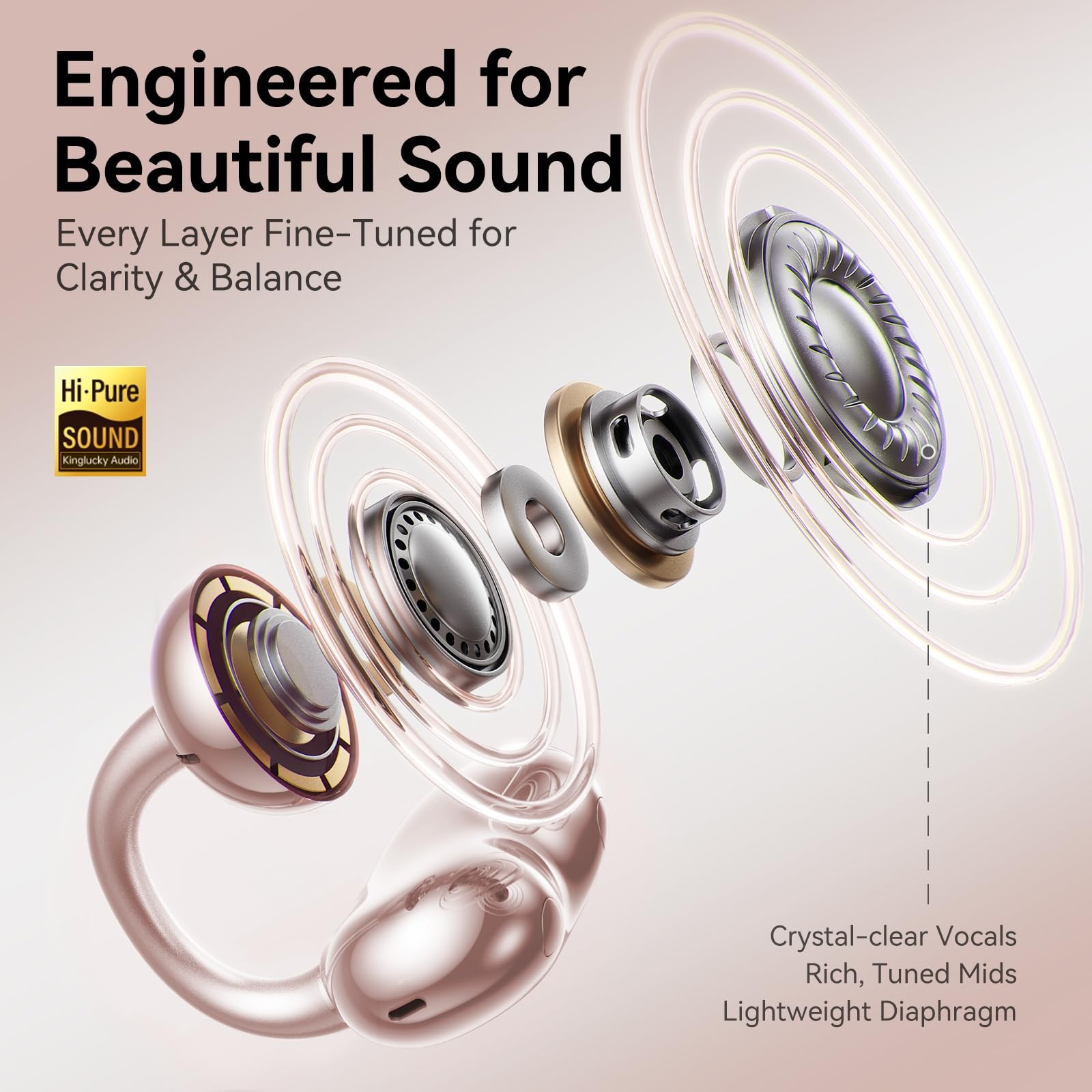 ClipFree Open-Ear Headphones with Butterfly Earrings, Ultra-Comfort & Snug Fi…
