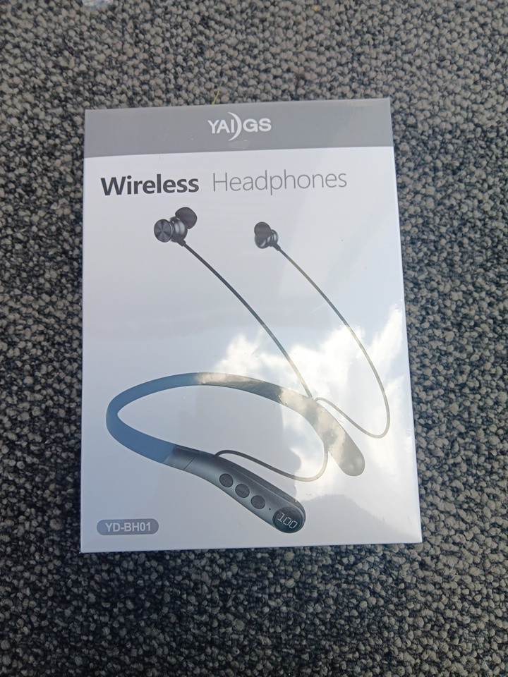 YD-BH01 Wireless Bluetooth Neckband Earbud Headphones Black Double Earpiece NIP