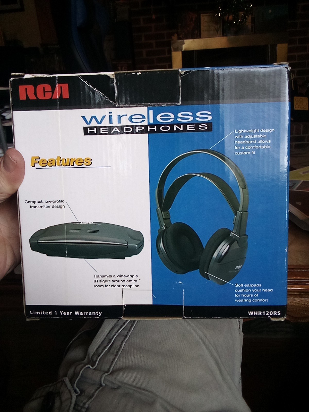 Vintage 2001 RCA WHR120RS Wireless Over Ear Headphones Infra Red 25′ CIB