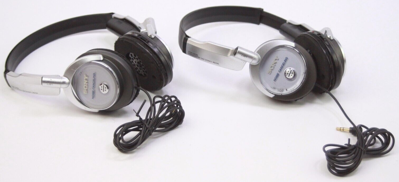 2X Sony Model MDR-NC6 Headband Headphones Silver Tested – Working No Ear Pads