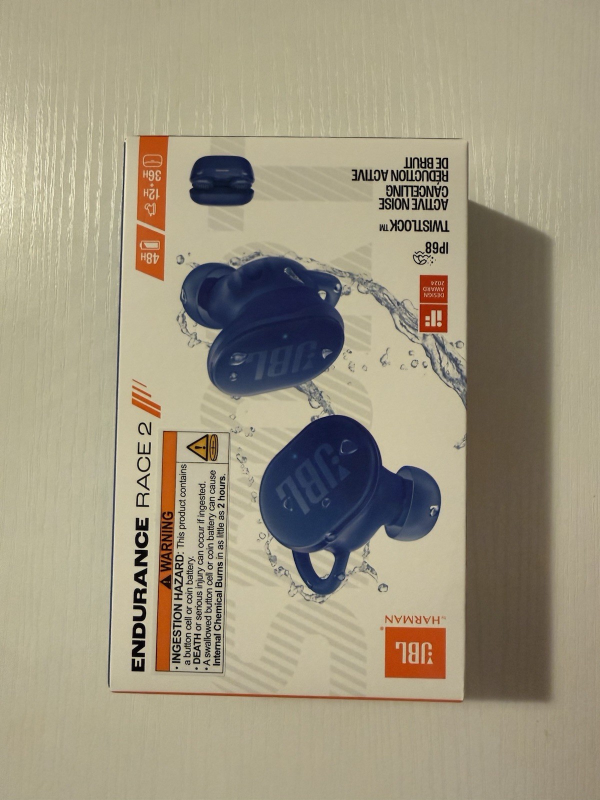 JBL Endurance Race 2 Blue Wireless Bluetooth In-Ear Earbuds ANC Multipoint