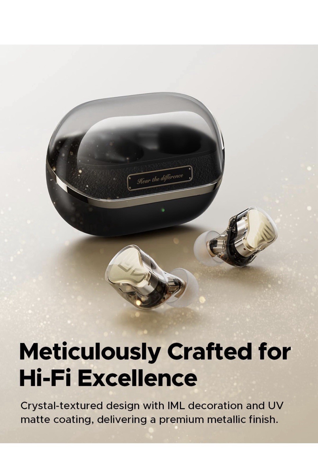 SoundPEATS H3 In-Ear Wireless Bluetooth Earbuds ANC 12mm Drivers Gold/Black