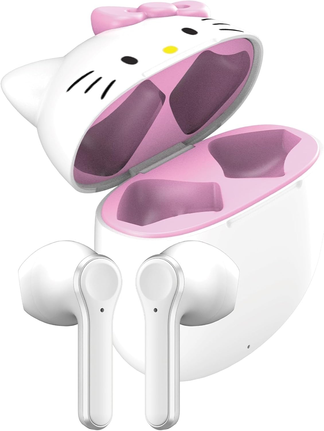 Hello Kitty Wireless Earbuds w/ Charging Case & Mic – White – Bluetooth Cute Gif