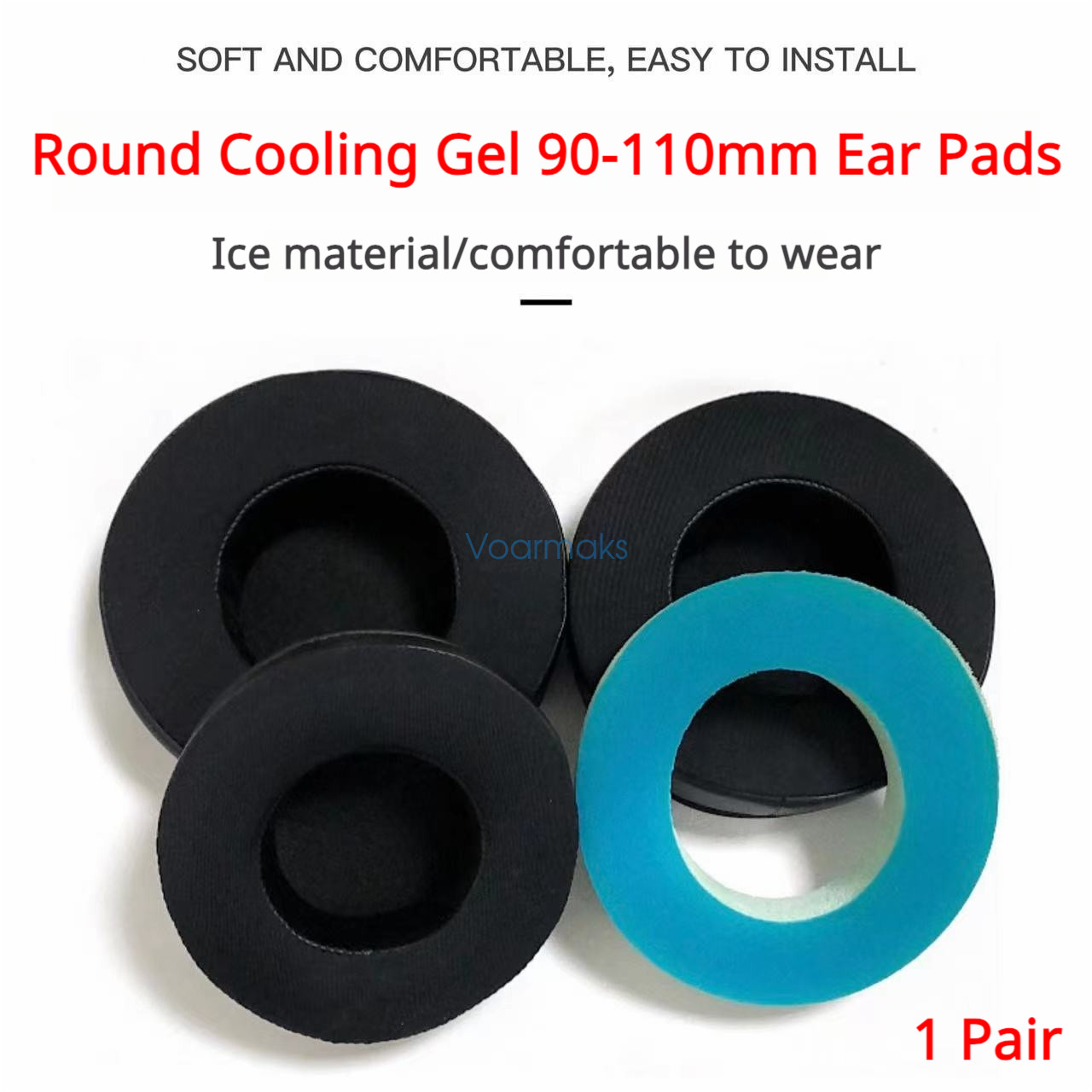 Replacement Cooling Gel Round Ear Pads For Universal 90-110mm Headphone Cover