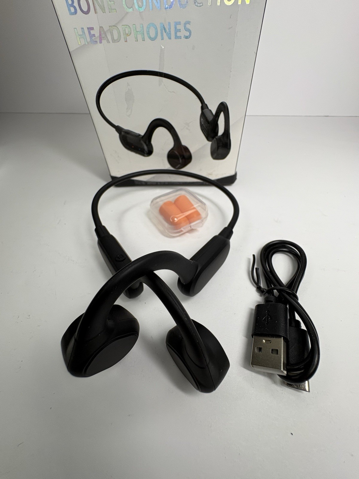 Gelecek hs1 Bone Conduction Neckband Headphones, USB, Black, Double Earpiece