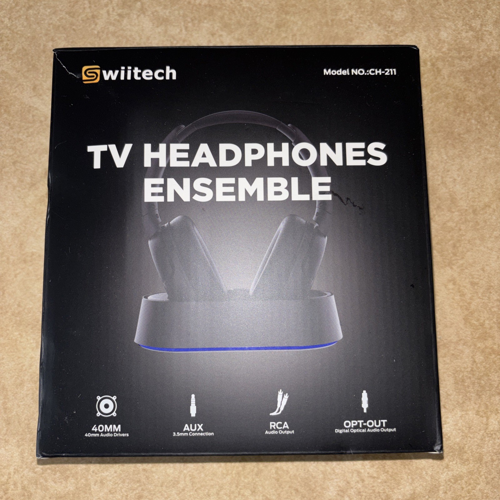 SWIITECH ENSEMBLE-WIRELESS HEADPHONES FOR TV WATCHING, LED DISPLAY – DARK BLACK