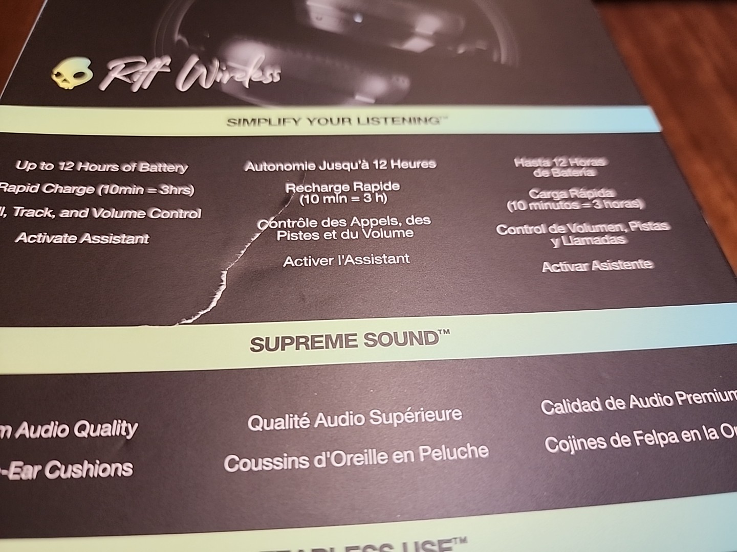NEW! Skullcandy Bold Sound Unplugged Riff Wireless On-Ear Headphones S5PXW-L003