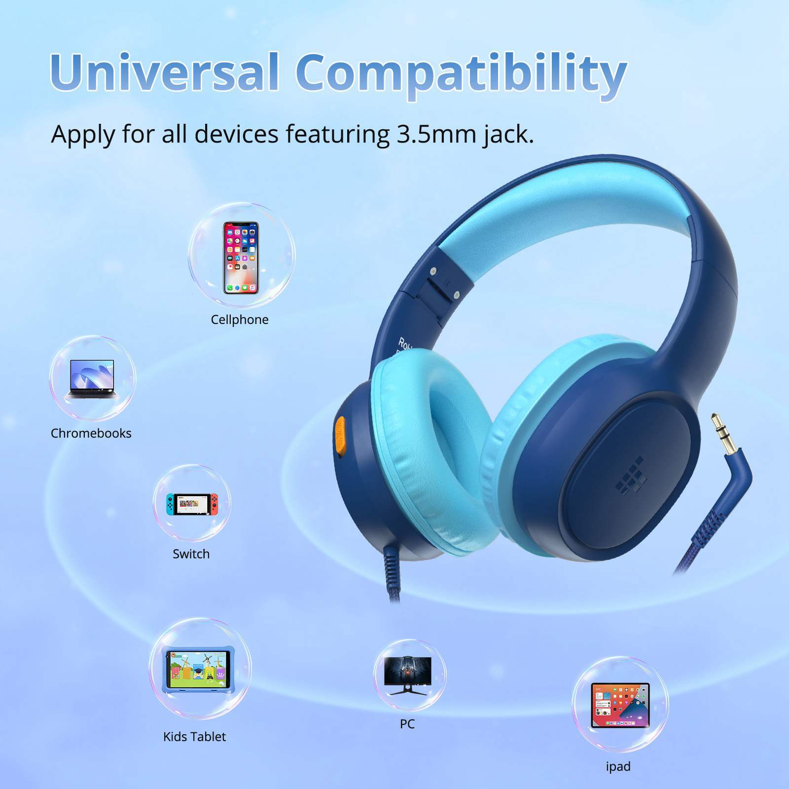 Tronsmart KH01 Wired Kid Headphones Portable Audio Safe Volume for School Travel