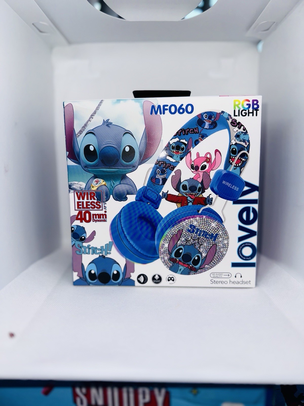 MF060 Bluetooth Wireless On-Ear Headphones RGB Light 40mm Blue/White