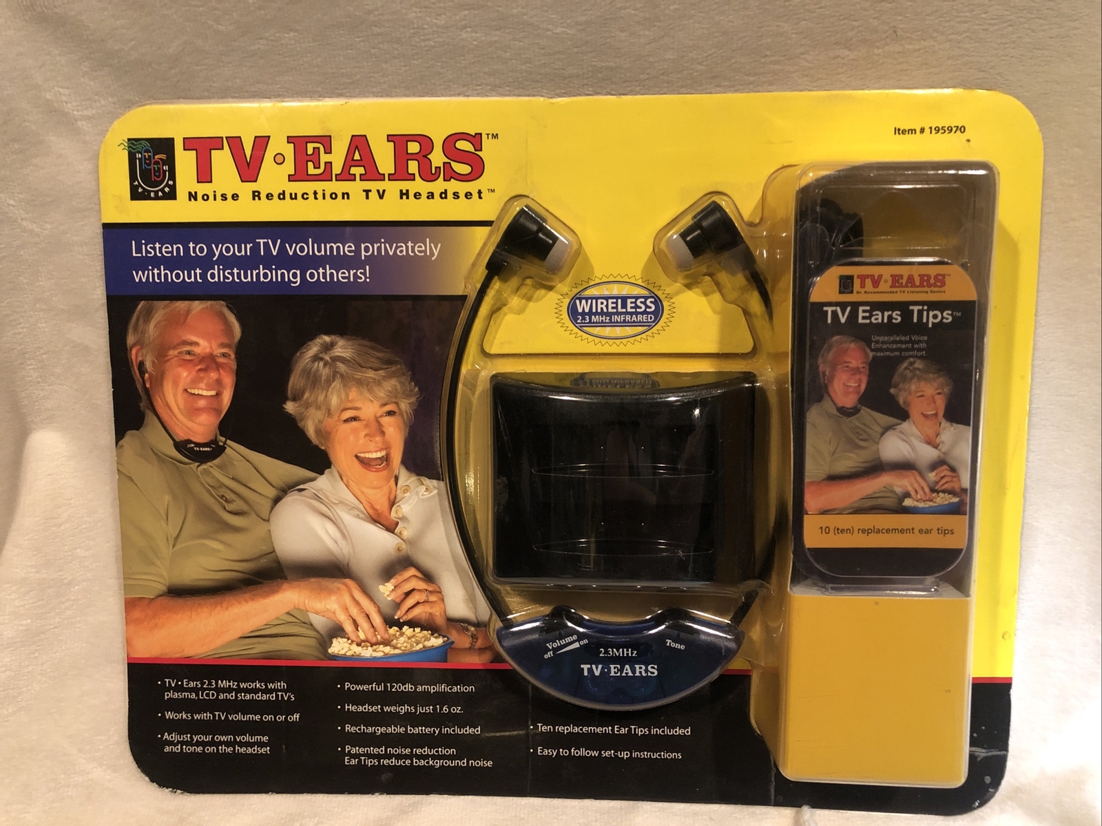 TV Ears Noise Reduction TV Headset 2.3 MHz 120 db Wireless 2007 – TESTED WORKING