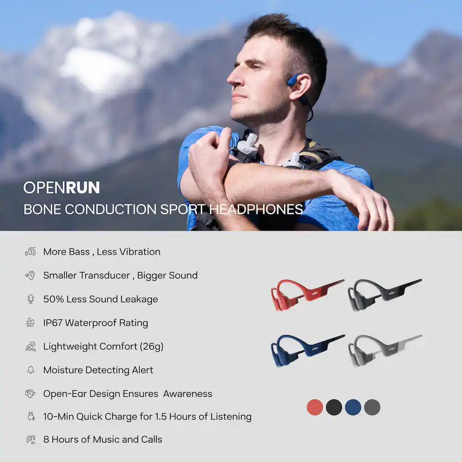 SHOKZ OpenRun Mini Bone Conduction Headphones Black Wireless Sport – NEW SEALED