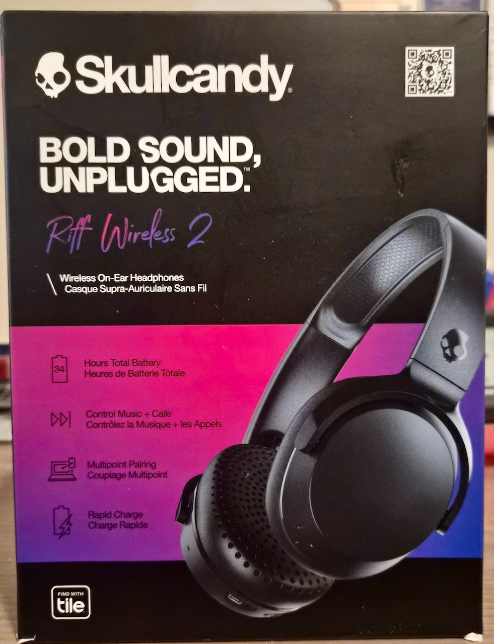 Skullcandy Riff Wireless 2 Bluetooth On-Ear Headphones- True Black