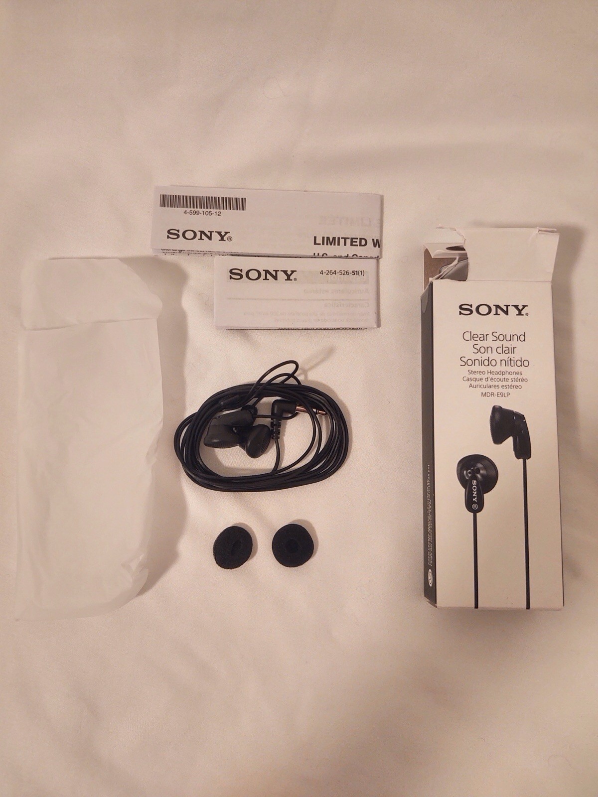 Sony Clear Sound Stereo In Ear Earbuds Black 1.2m Cable 3.5mm Jack MDR-E9LP