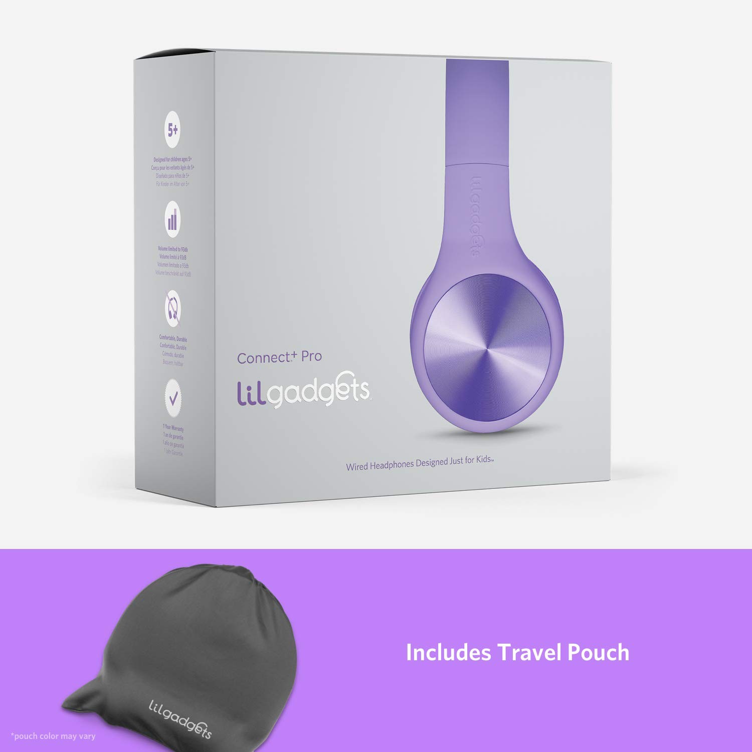 LilGadgets Connect+ Pro Wired Kids Headphones for School with Microphone, Vol…