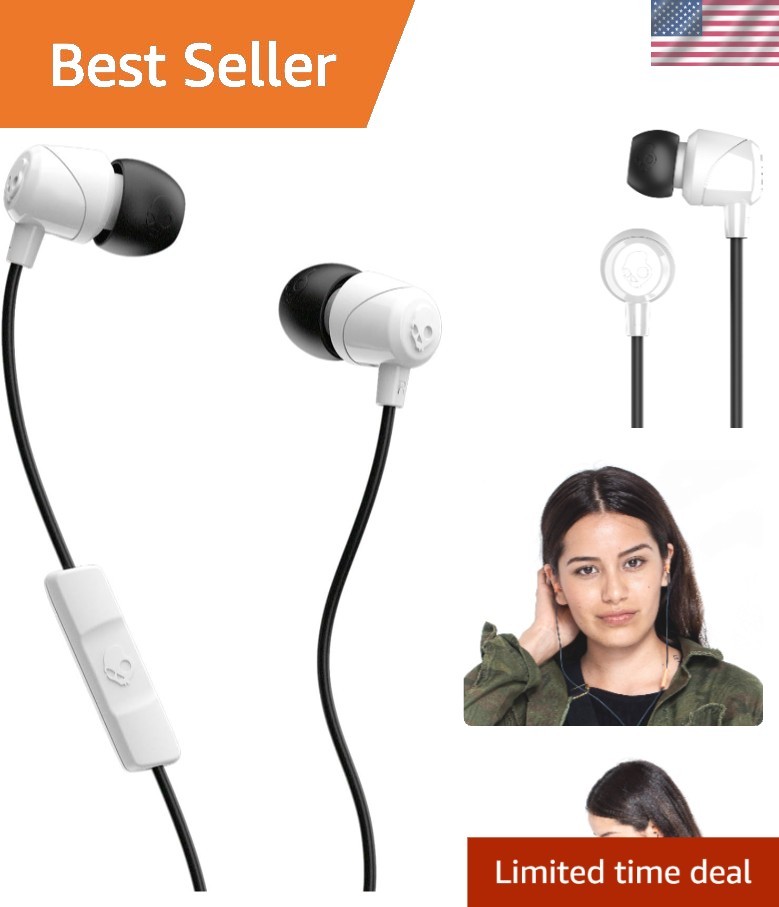 Jib Wired Earbuds: Sound Isolation, Call Control & Travel Convenience – White