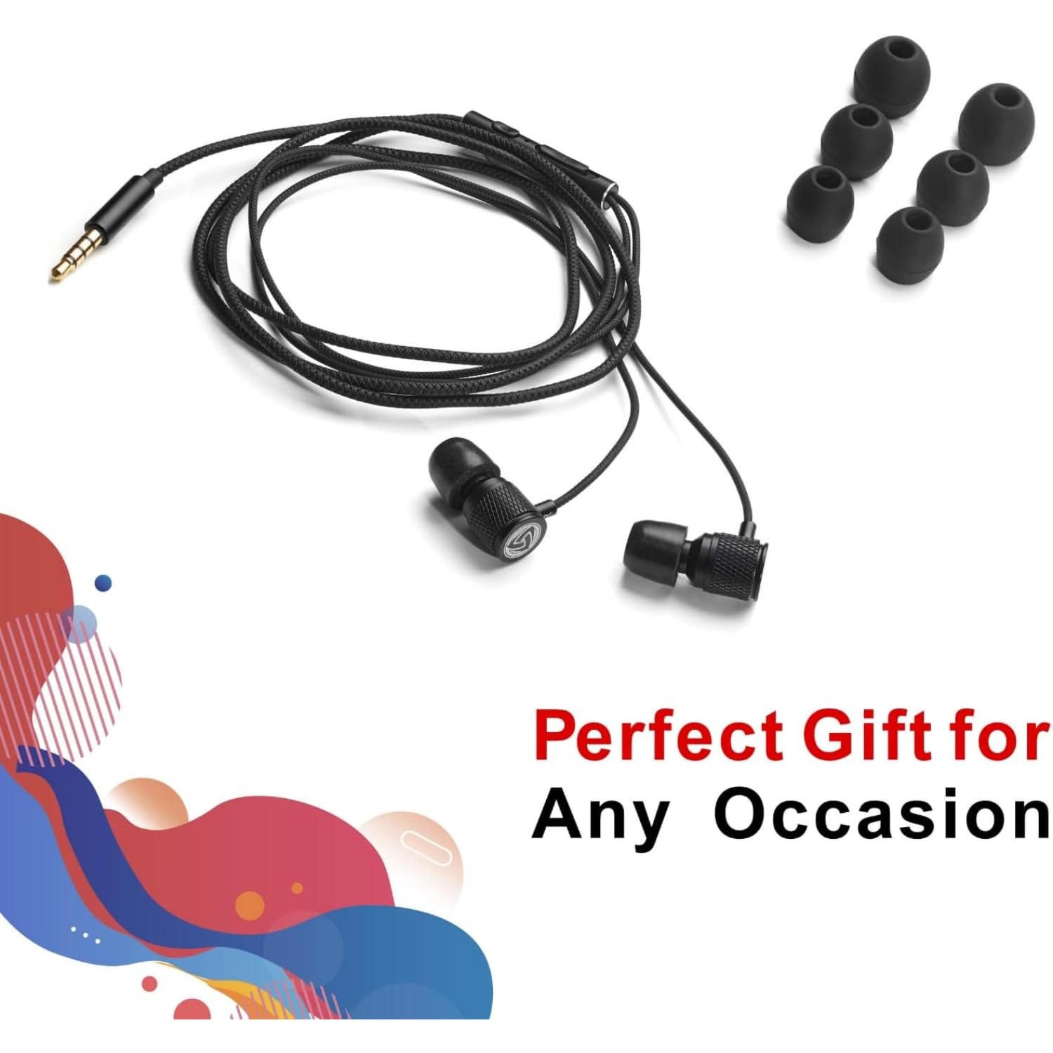 LUDOS Ultra Wired Earbuds in-Ear Headphones, 5 Years Warranty, 3.5 mm, Black