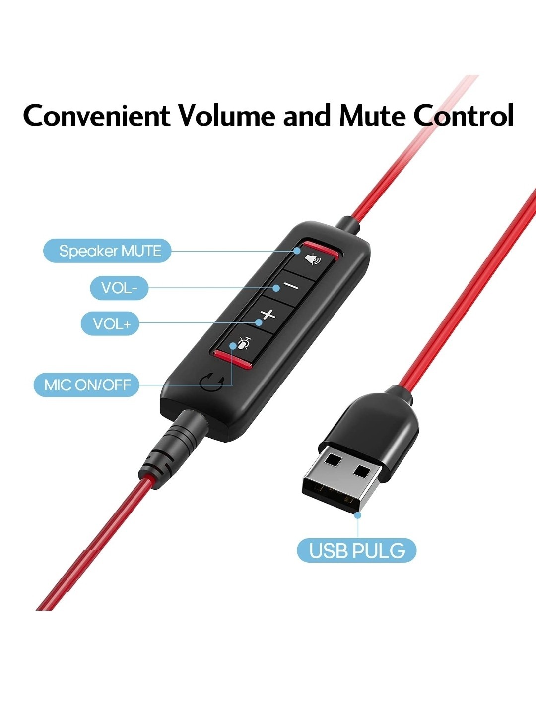 HROEENOI WRHW02 USB Wired Computer Headset Noise Canceling Mic Color Black New