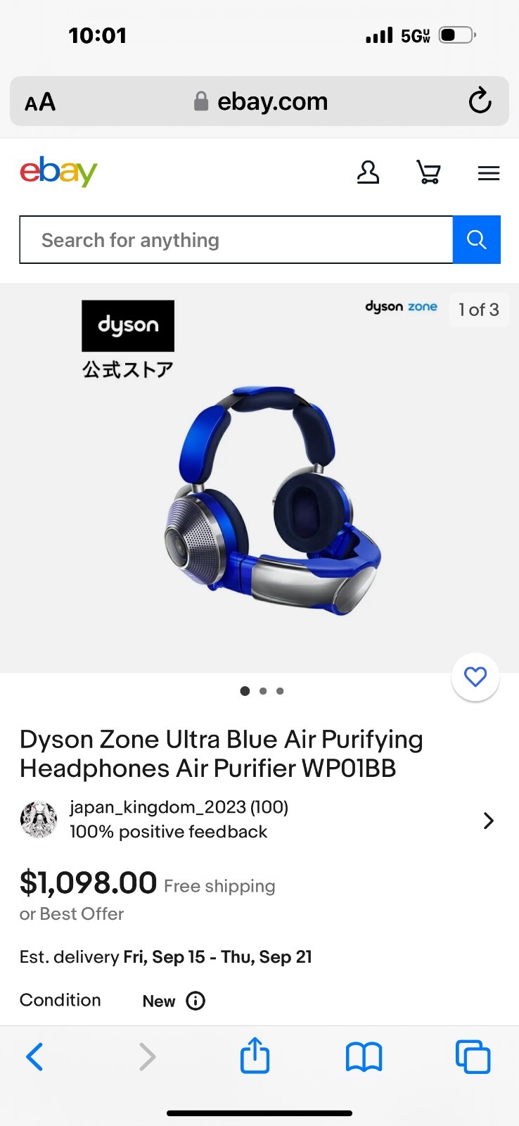 Dyson Zone Dual NdFeB Wireless Headphones + Air Purifier (Prussian Blue)