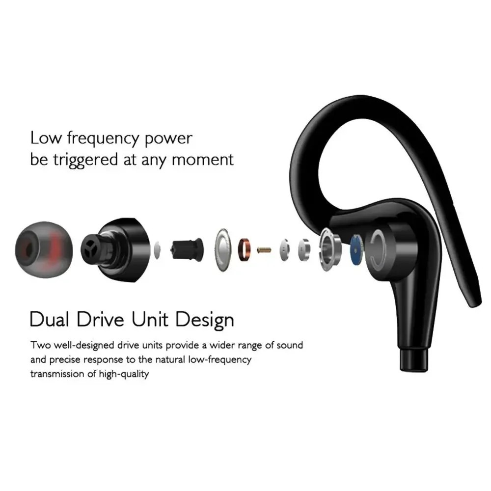 Wired In-Ear Sport Hifi Earphone Earbuds Over Ear Hook Headphone 3.5mm With MIC