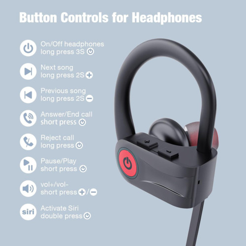 Boean Bluetooth Headphones, Wireless Headphones with 16 Hours Playtime Black