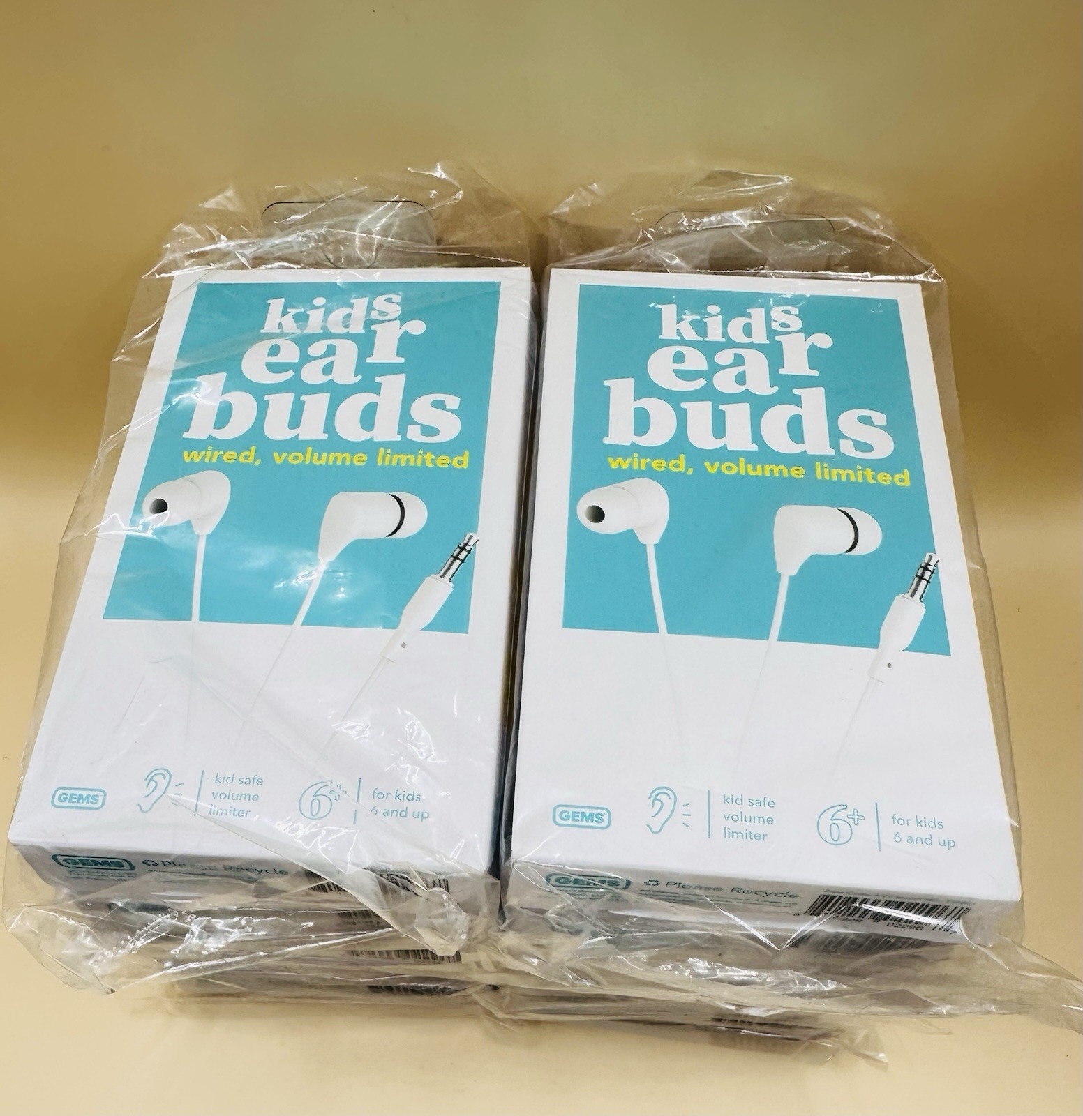 10 Pack Gems Kids Ear Buds Wired Volume Limited Safe Audio White TSEB01 New Lot