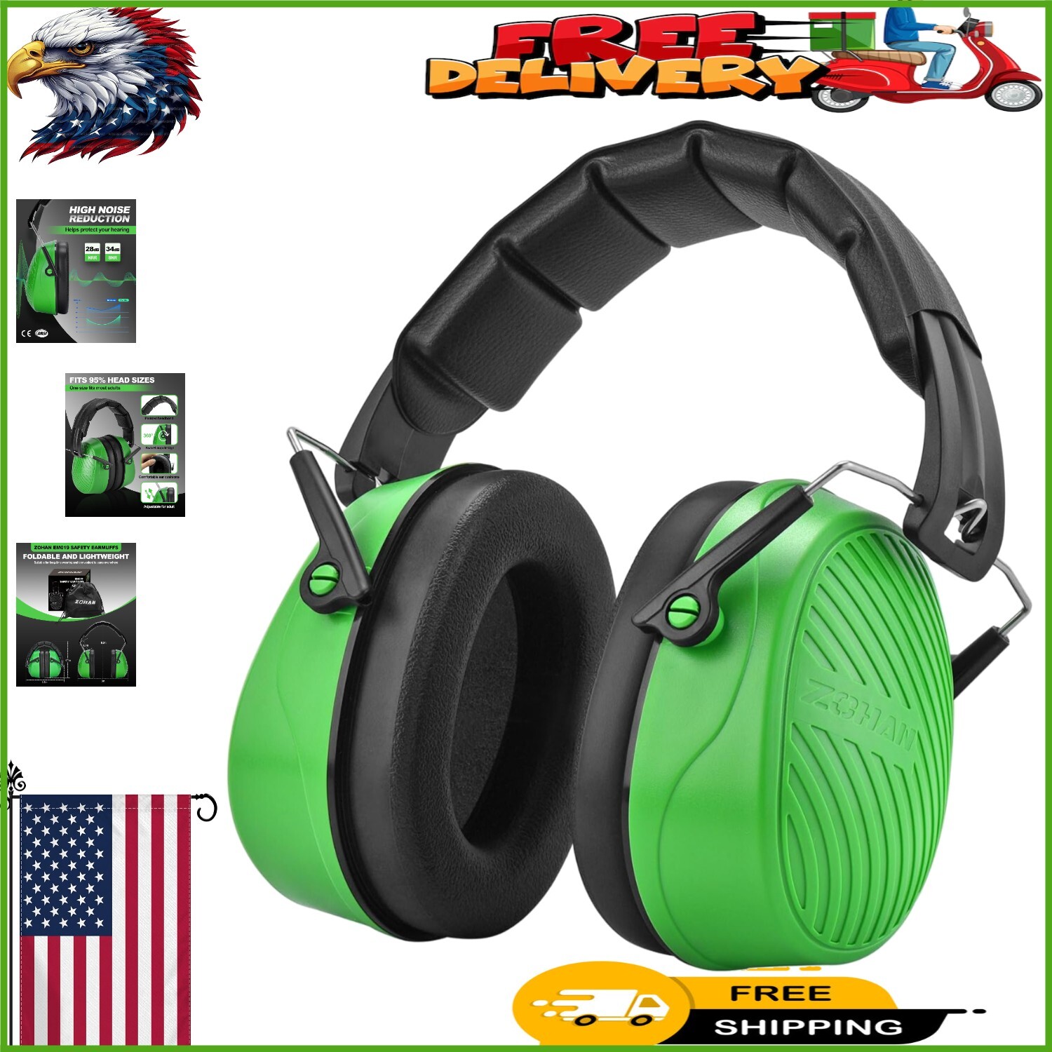 Noise Cancelling Earmuffs for Adults – NRR 28dB for Total Hearing Safety