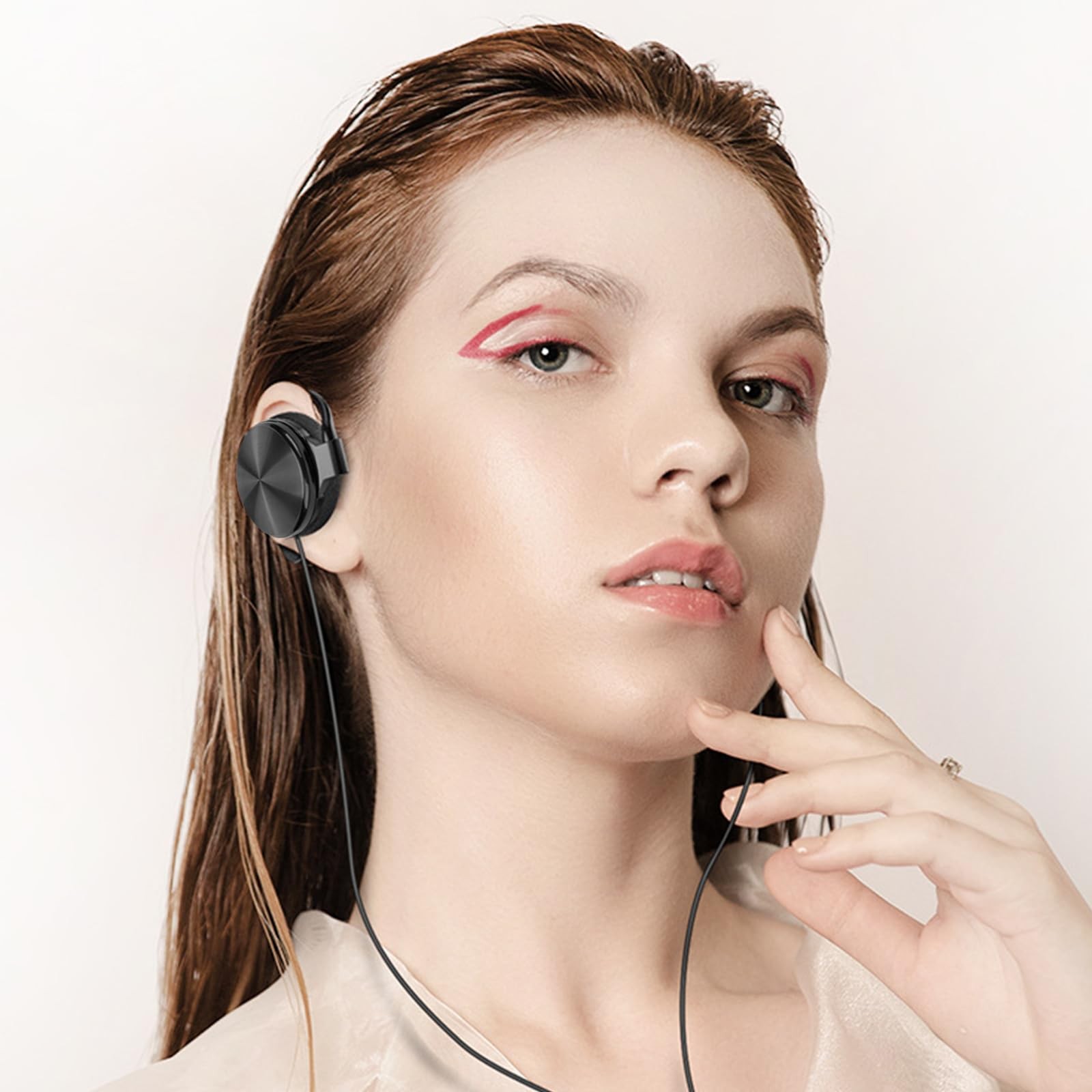 Wired Clip On Ear Headphones Portable Hook On Ear Headphones with Microphone …