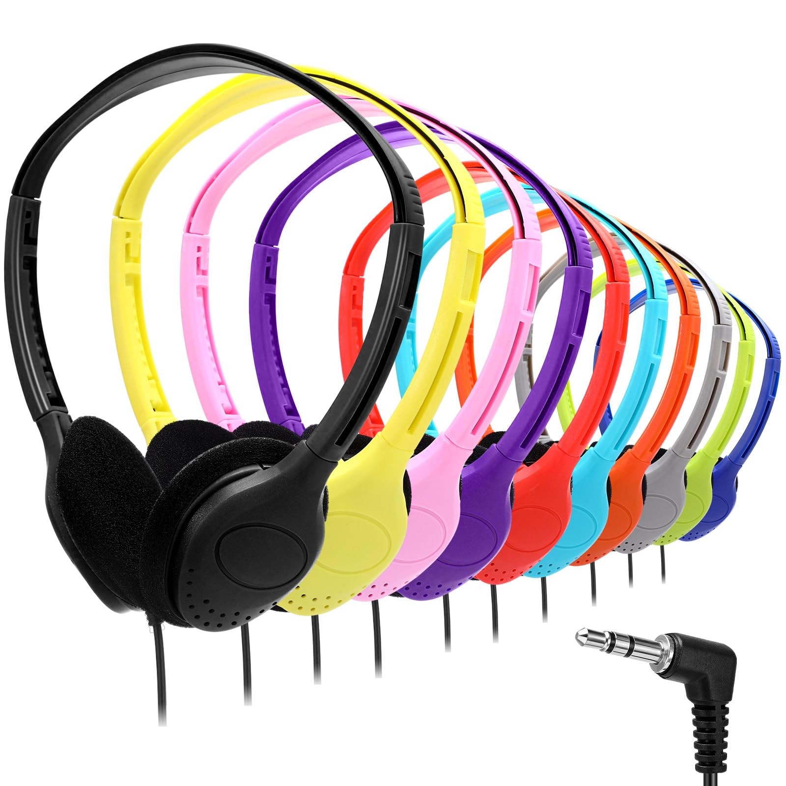 10 Pack Multicolor Bulk School Headphones 3.5mm Jack For Classroom