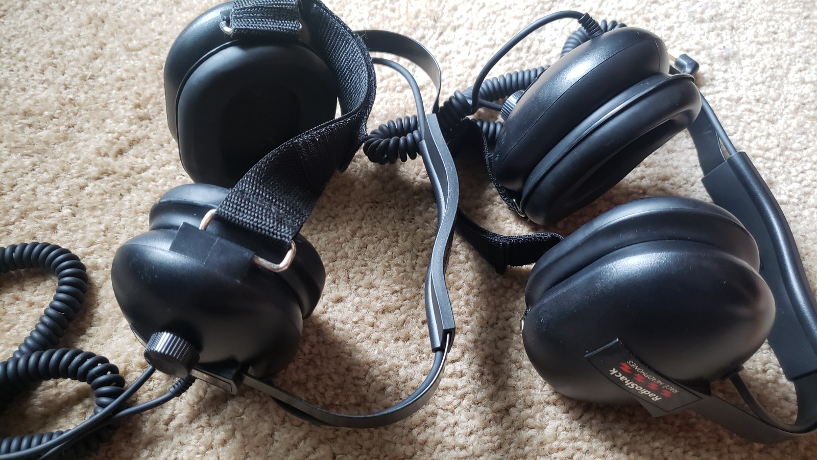 2 Pairs RadioShack Race Headphones Mono Audio Volume Control TESTED