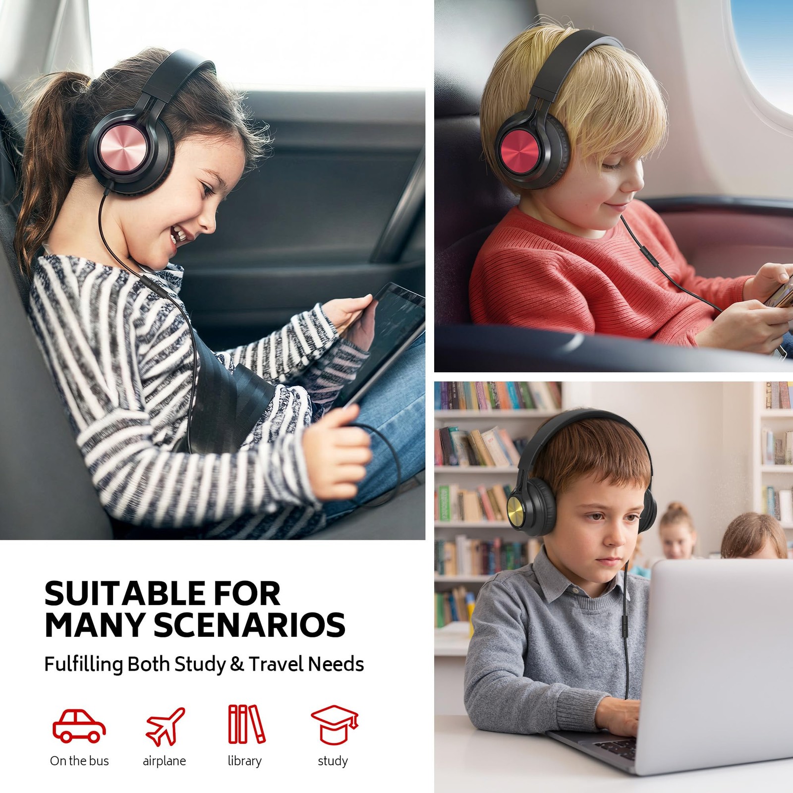 AILIHEN Kids Headphones with Microphone, School Headphones for K-12 Student |…