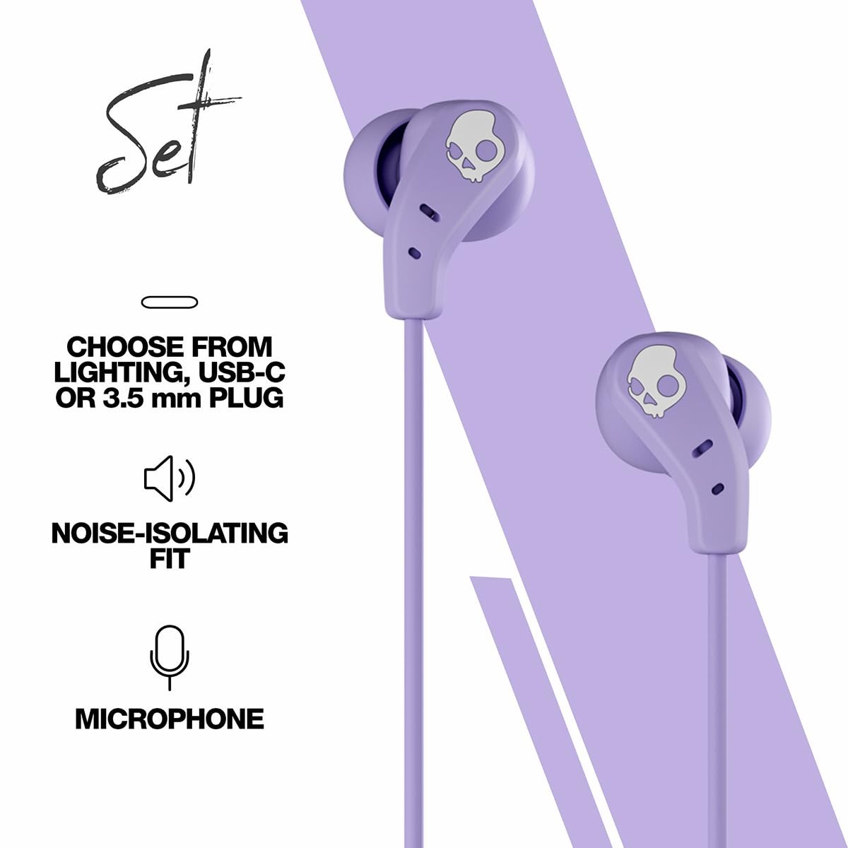 Skullcandy Set USB-C Wired Earbuds with Noise Isolating Fit, Built-in Microphone