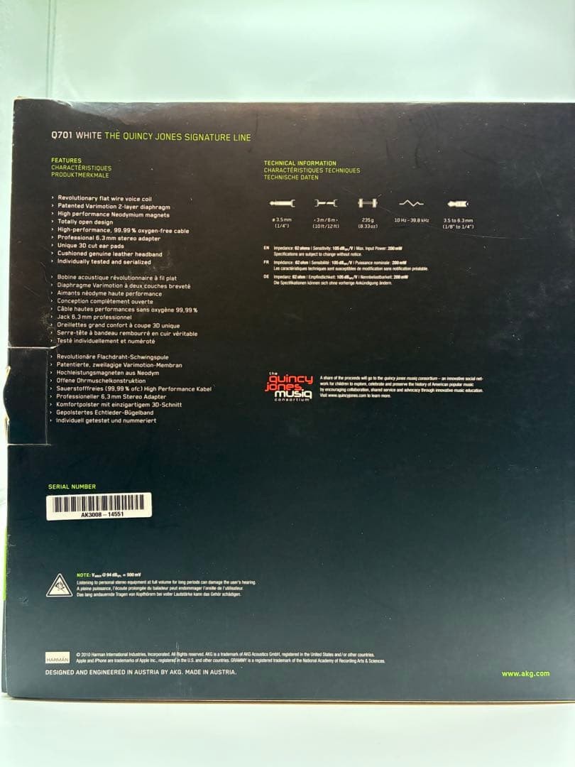 AKG Q701 Quincy Jones Signature Made in Austlia Class Open Back Headphones Green