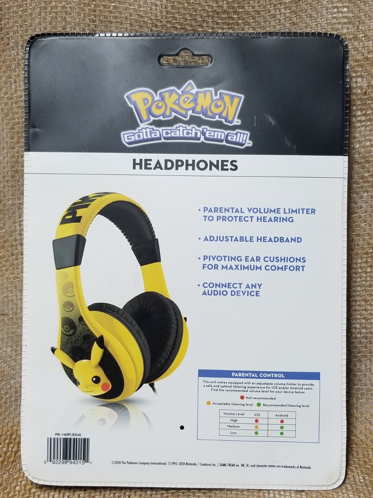Pokemon Pikachu Kids Headphones Pokemon Company eKids 2018 Brand New Sealed NIB