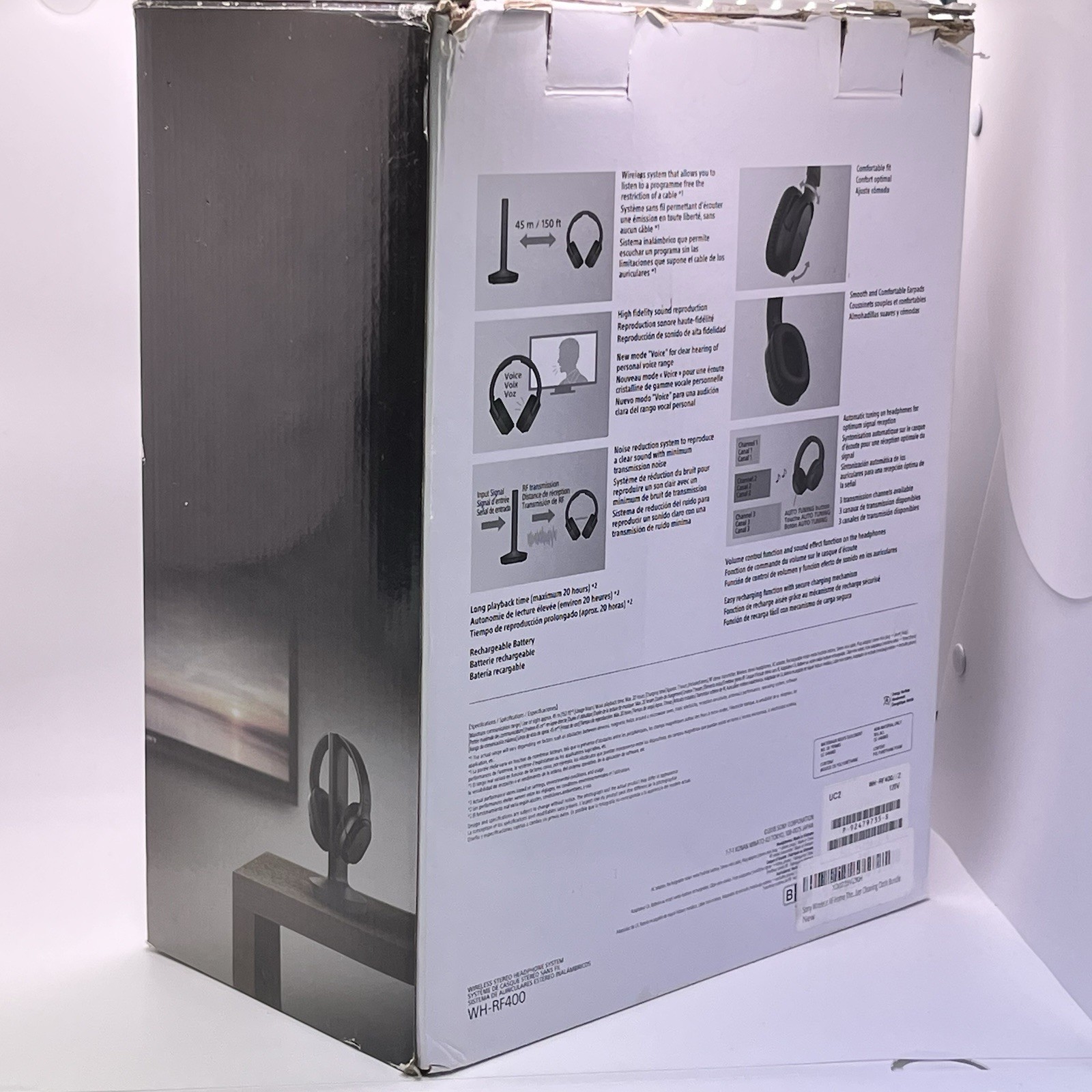 Sony WH-RF400 Wireless Home Theater Headphone System for TV – Black in Open Box