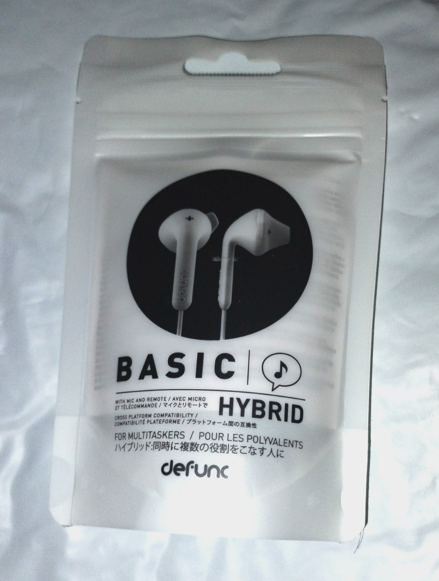 Earbud Earphones with Mic and Remote- White DeFunc BASIC HYBRID