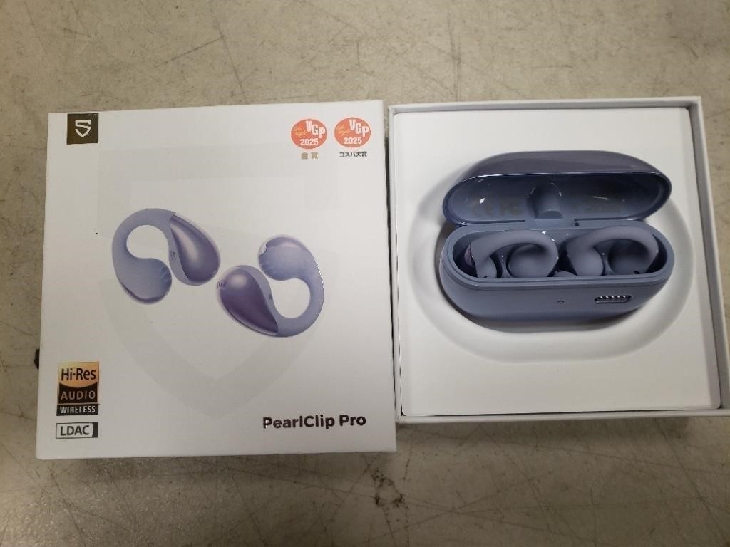 ? SoundPEATS PearlClip Pro Purple Open‑Ear Earbuds Clip‑On Wireless 24H Playtim