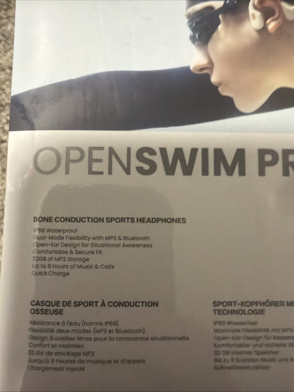 New Shokz OpenSwim Pro Bone Conduction Sport Headphones WHITE, Bluetooth + 32GB